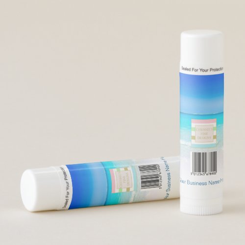 Company or Business Logo QR Code Beach Blue Photo  Lip Balm