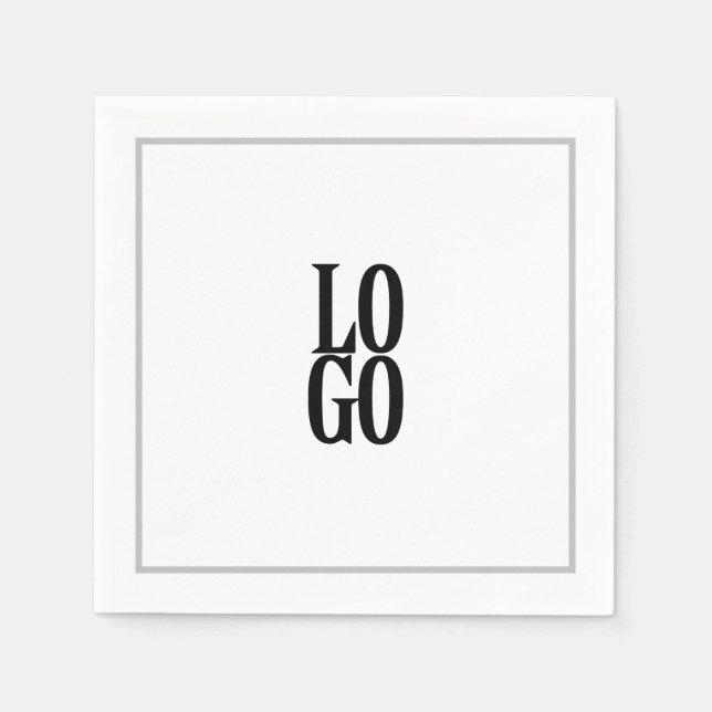 Company or Business Logo with Frame on White Napkins (Front)