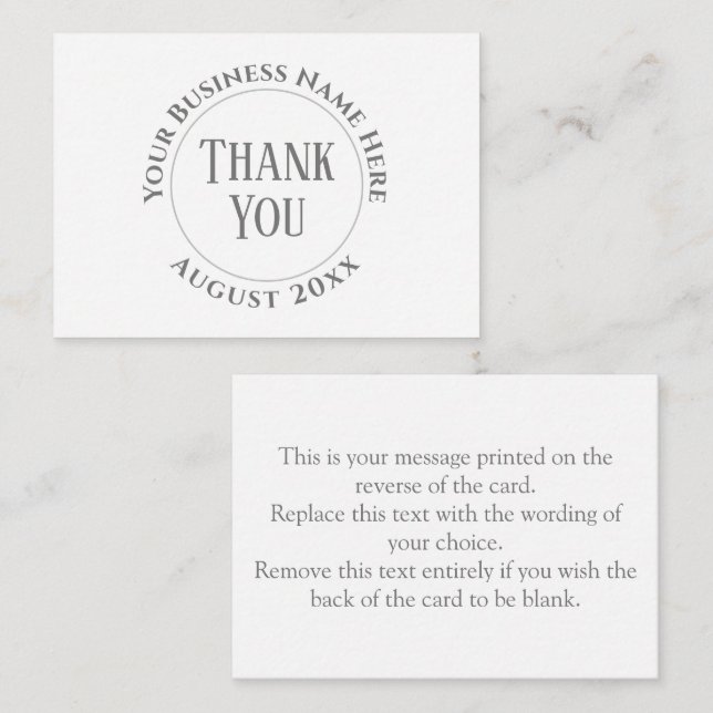 Company or Business Thank You Note Card (Front/Back)