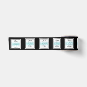 Company packaging logo branded black ribbon