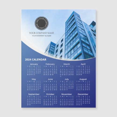 Company Photo and Logo 2024 Calendar Magnetic Card