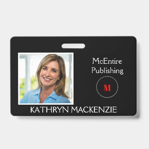 Company Photo Black Logo Personalize Name and Logo Badge