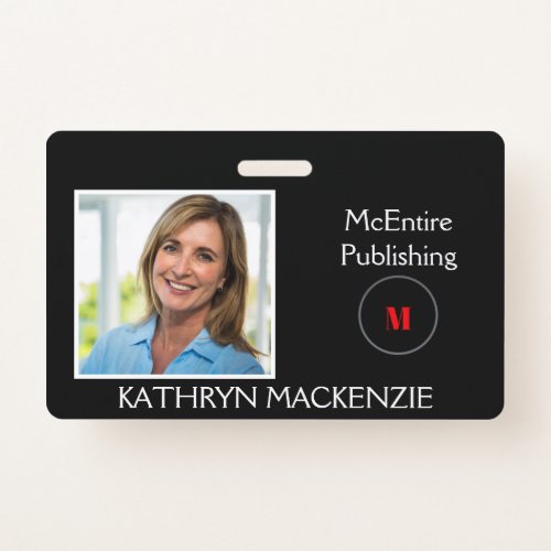 Company Photo Black Logo Personalize Name and Logo Badge