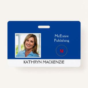 Company Photo Blue Logo Personalize Name Badge