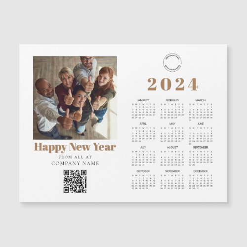 Company Photo Calendar 2024 Logo QR Gold New Year
