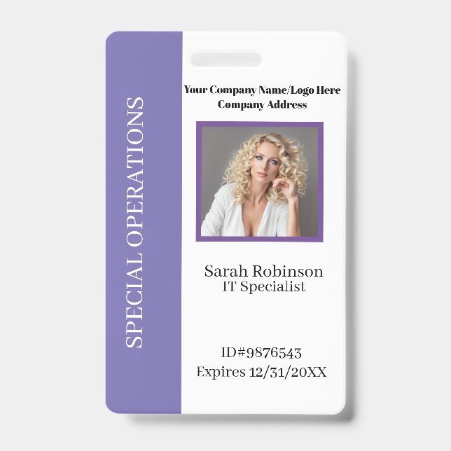 Company Photo ID badge with Barcode (Front)