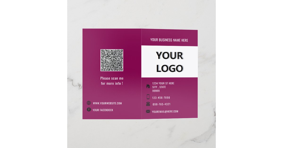 Company Photo, Logo and QR Code Brochures Template | Zazzle
