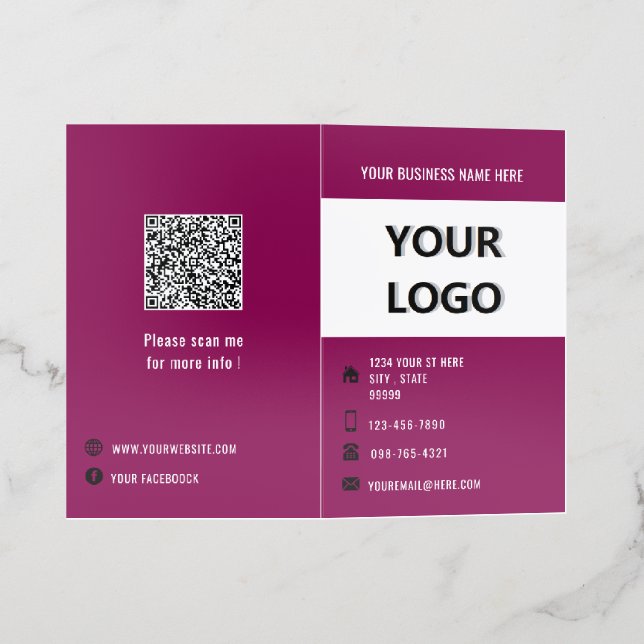 Company Photo, Logo and QR Code Brochures Template (Outside)