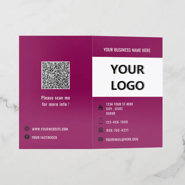 Company Photo, Logo and QR Code Brochures Template | Zazzle