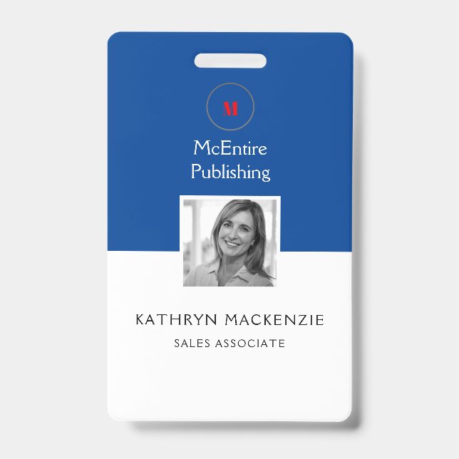 Company Photo Logo Blue Vertical Badge (Front)