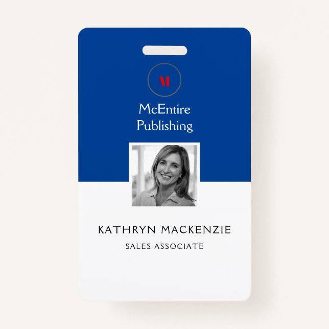 Company Photo Logo Blue Vertical Badge (Front)