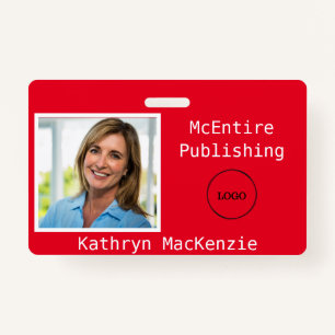 Company Photo Red Logo Name Badge