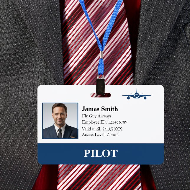 Company Photo Security ID Airline Pilot Aviation  Badge (Front )