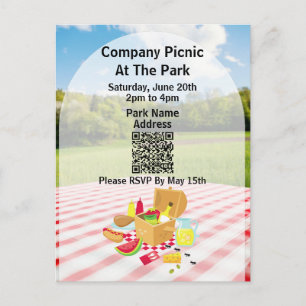 Company Picnic Park QR Code Little Ants Invitation Postcard