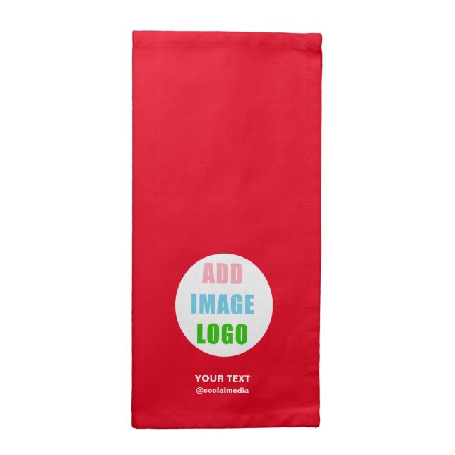 Company Professional Editable Business Logo Red Cloth Napkin (Half Fold)