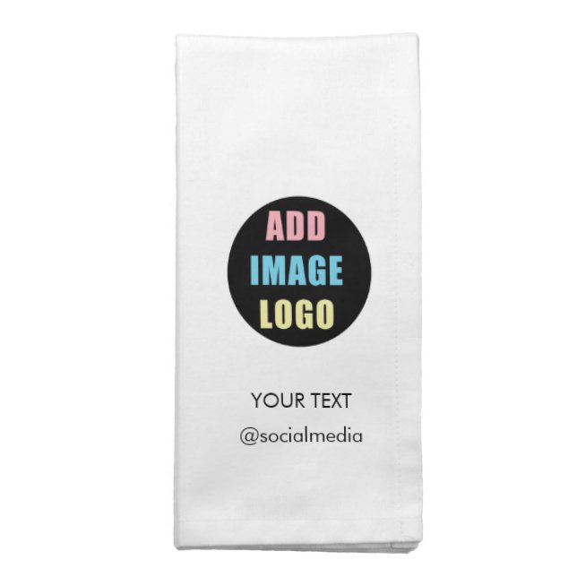 Company Professional Editable Business Logo White Cloth Napkin (Folded)