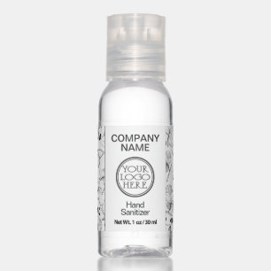 Company promotion floral black & white orchid logo hand sanitizer