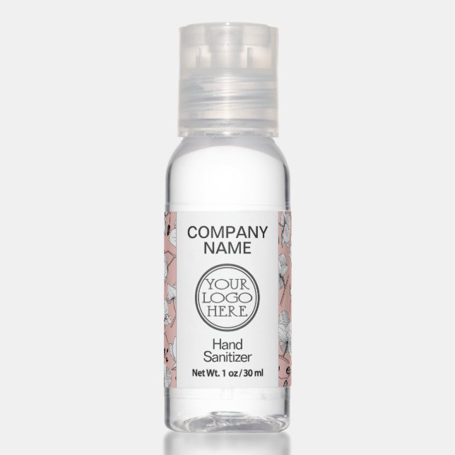 Company promotion floral black & white orchid pink hand sanitizer (Front)