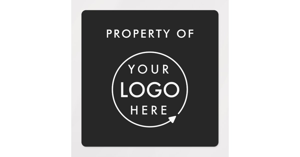 Company Property of Logo | Black Asset Tag Labels | Zazzle