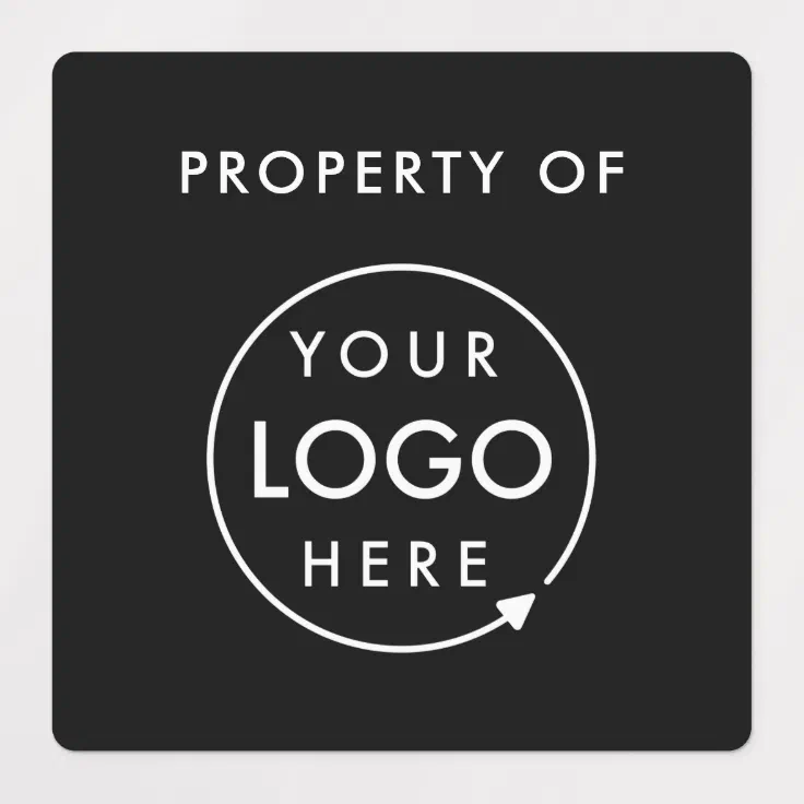 Company Property of Logo | Black Asset Tag Labels | Zazzle