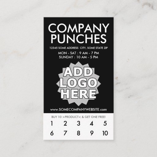 Customizable company punch card business cards