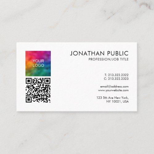 Company QR Code Corporate Logo Here Personalized Business Card