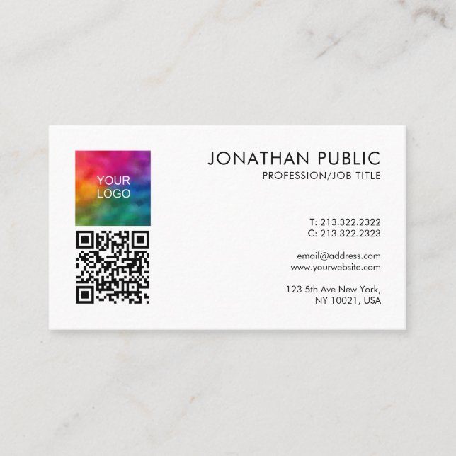 Company QR Code Corporate Logo Here Personalized Business Card (Front)