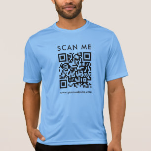 Company QR Code Scan Me Mens Front Side Print T-Shirt
