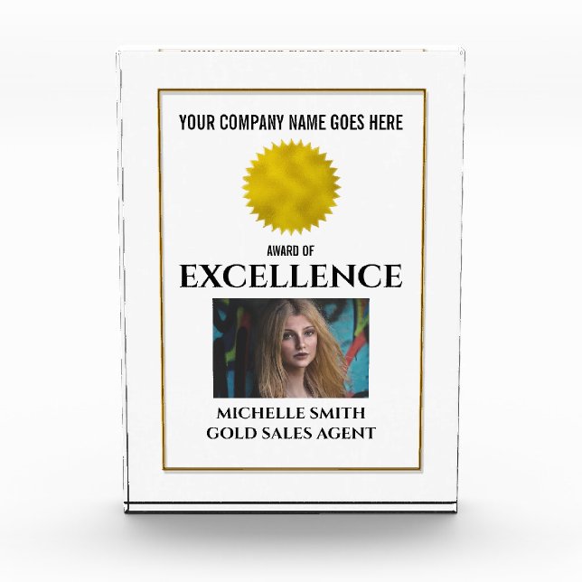 Company realtor minimalist gold frame photo acrylic award (Front)