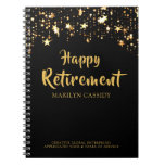 Company Retirement Party Black and Gold Stars Notebook