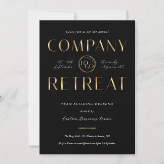 Company Retreat Team Building Black Gold Business Invitation