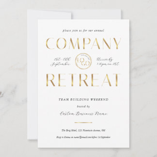 Company Retreat Team Building White Gold Business Invitation