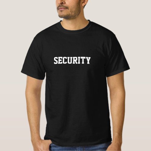 Company Security  White text  and black T_Shirt