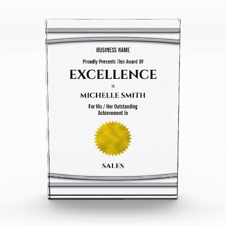 Company Silver Frame Diy Logo Excellence Employee Acrylic Award