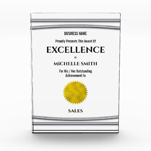 Company silver frame DIY logo excellence employee Acrylic Award