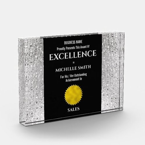 Company silver frame DIY logo excellence employee  Acrylic Award