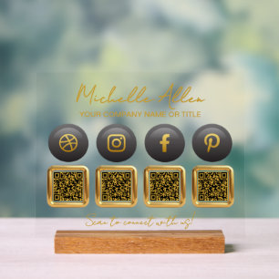 Company Social Media QR Codes Acrylic Sign