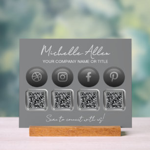 Company Social Media QR Codes Acrylic Sign
