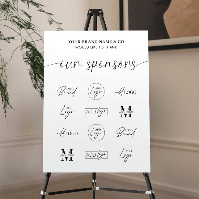 Company Sponsor Logos Elegant Event Backdrop Sign (Minimalist company sponsor logos easel sign for your event, presentation or as a backdrop)