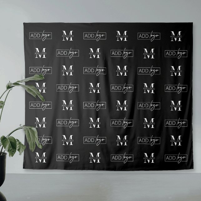 Company Step Repeat Two Logo Large Black Banner Tapestry (Creator Uploaded)