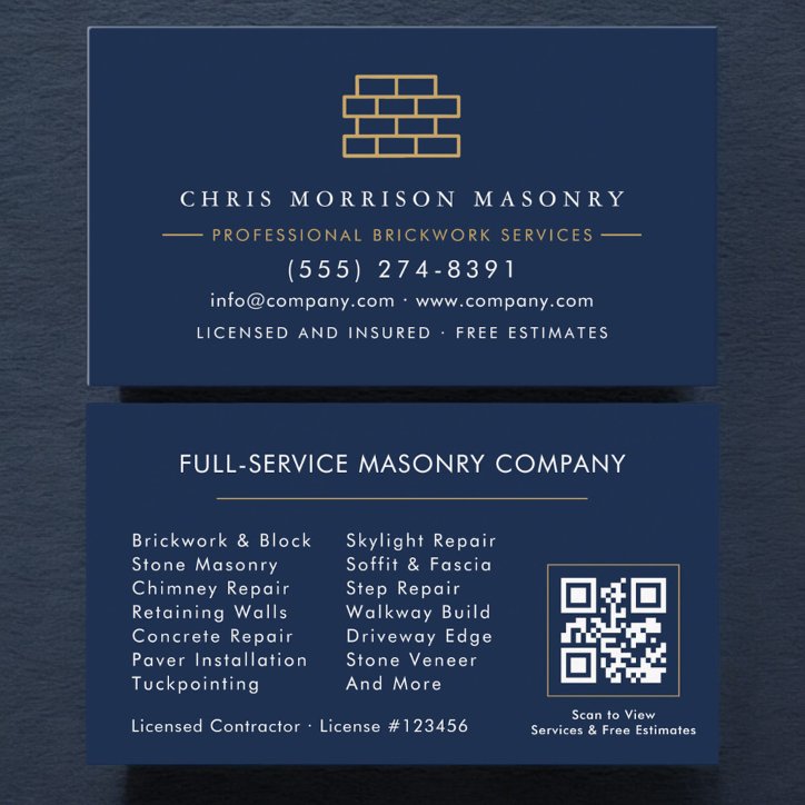 Company Stone Masonry QR Code Business Card