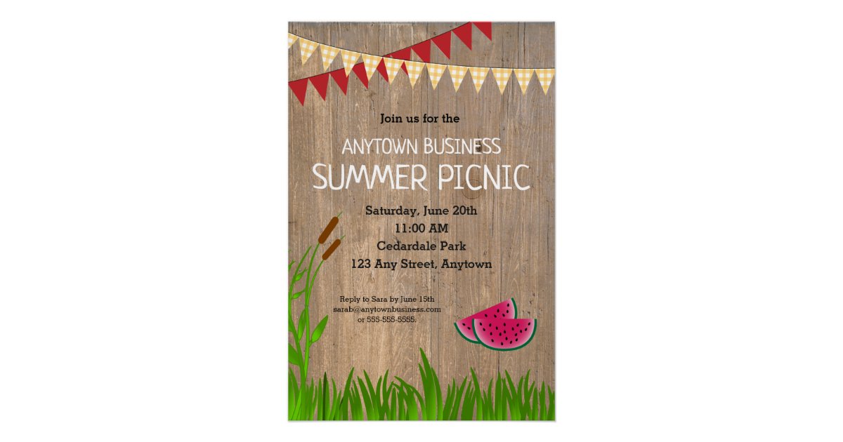 Company Summer Picnic Rustic Invitation Poster Zazzle