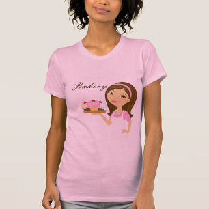 Company T-Shirt Bakery Brunette Baker Cup Cakes