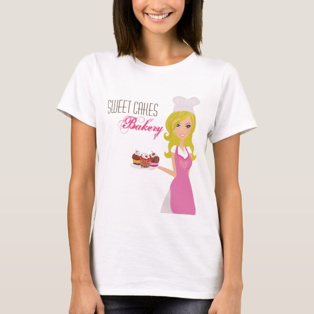 Company T-Shirt Blonde Baker on Pink Cup Cakes (Front)