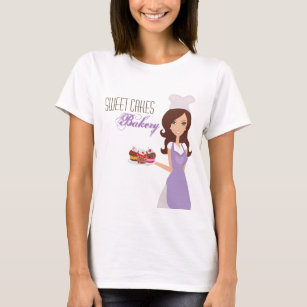 Company T-Shirt Brunette Baker on Purple Cup Cakes