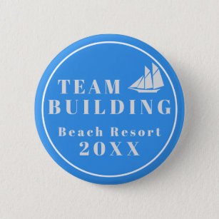 Company Team Building Blue Sailing Ship  Button