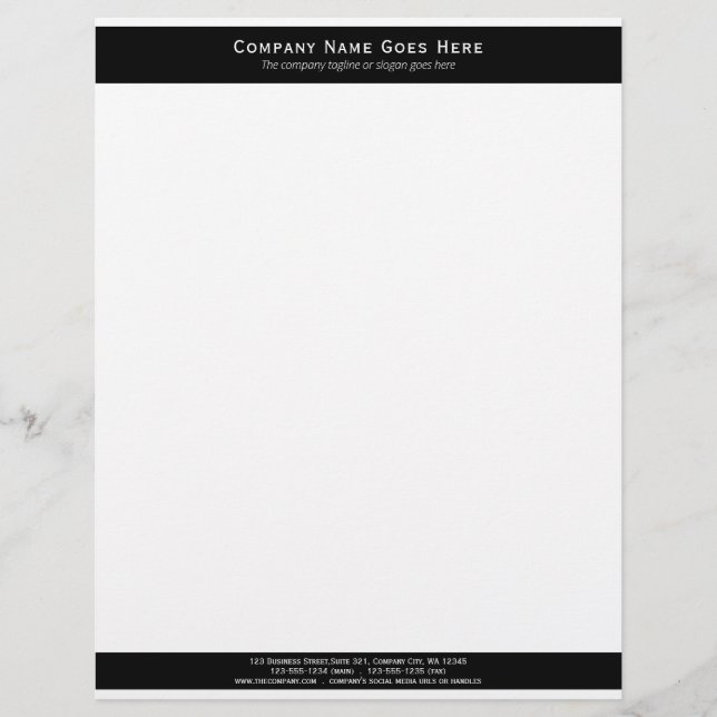 Company Template Black Bars Business Letterhead (Front)