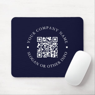 Company Website Link QR Code Navy Blue Business Mouse Pad