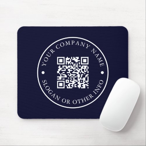 Company Website Link QR Code Navy Blue Business  Mouse Pad