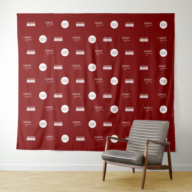 Company White Sponsor logos Media wall Red Tapestry (In Situ (Horizontal))